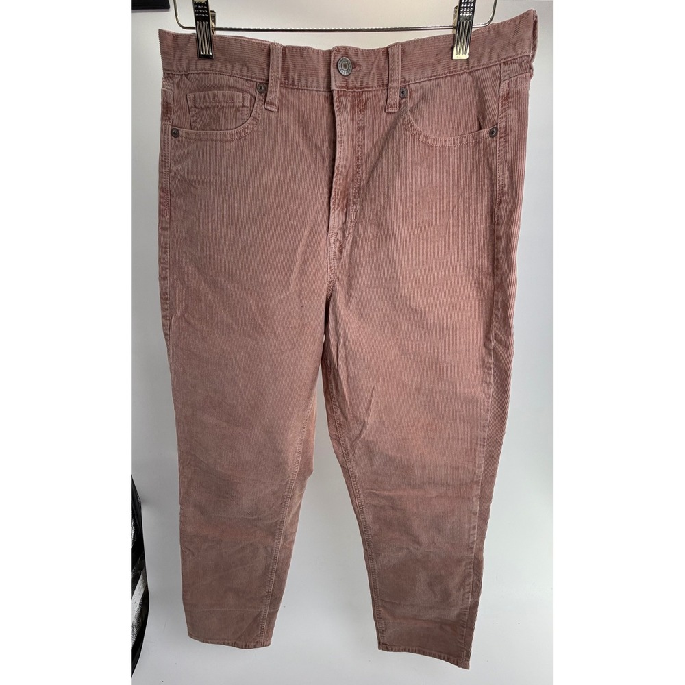 American Eagle Super Stretch Corduroy Pants Rose Pink High Rise Tapered Size 10R